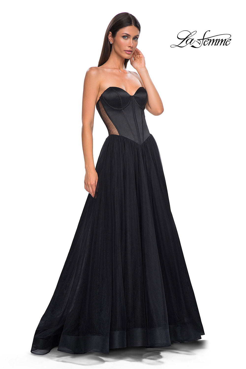 La Femme 32771 prom dress images.  La Femme 32771 is available in these colors: Black.