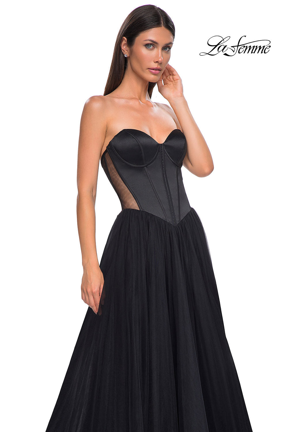 La Femme 32771 prom dress images.  La Femme 32771 is available in these colors: Black.