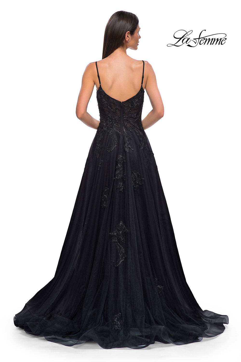 La Femme 32781 prom dress images.  La Femme 32781 is available in these colors: Black.