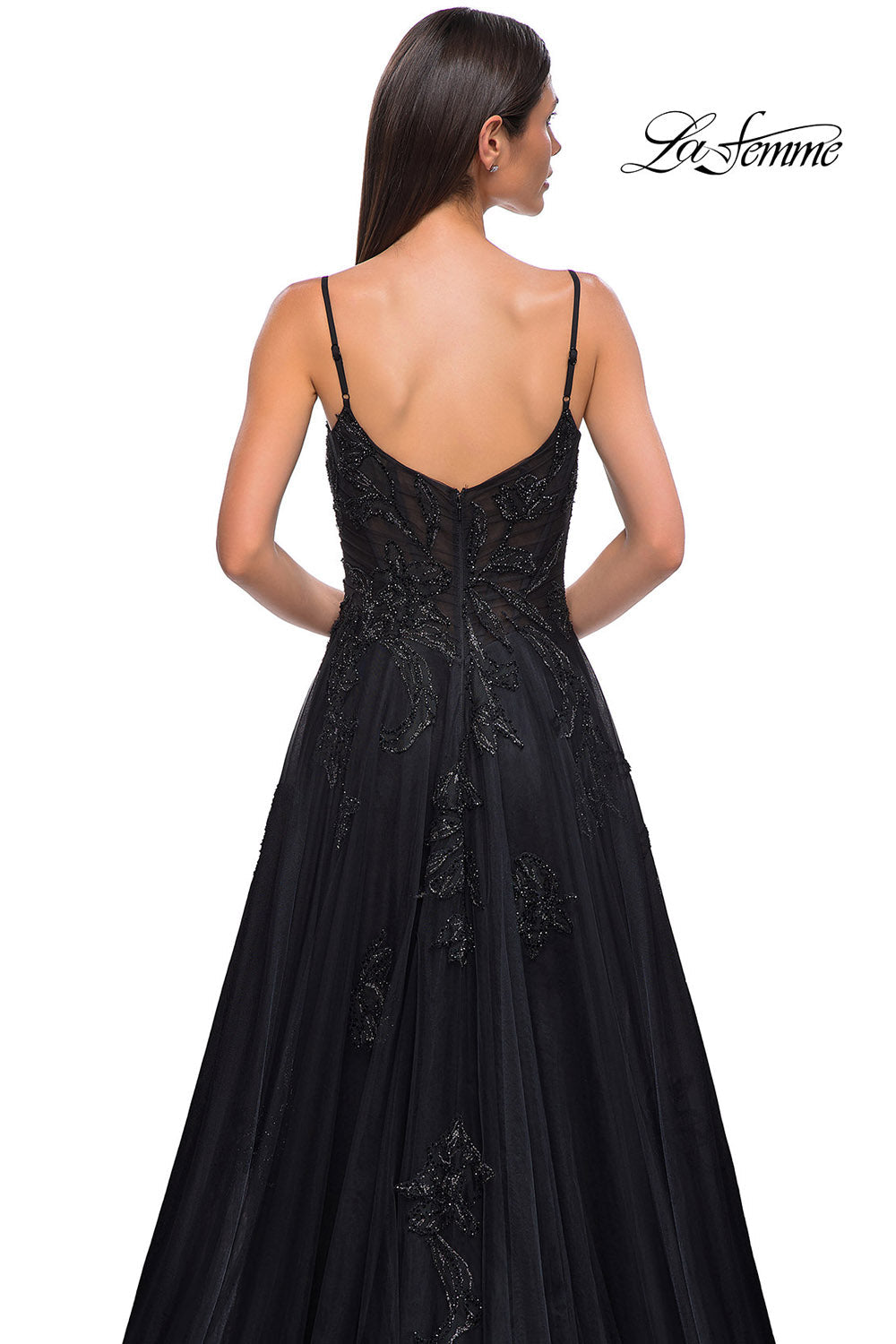 La Femme 32781 prom dress images.  La Femme 32781 is available in these colors: Black.