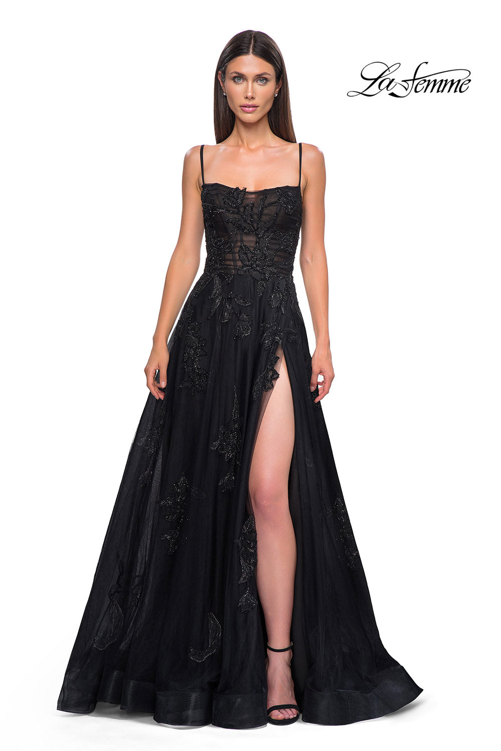 La Femme 32781 prom dress images.  La Femme 32781 is available in these colors: Black.