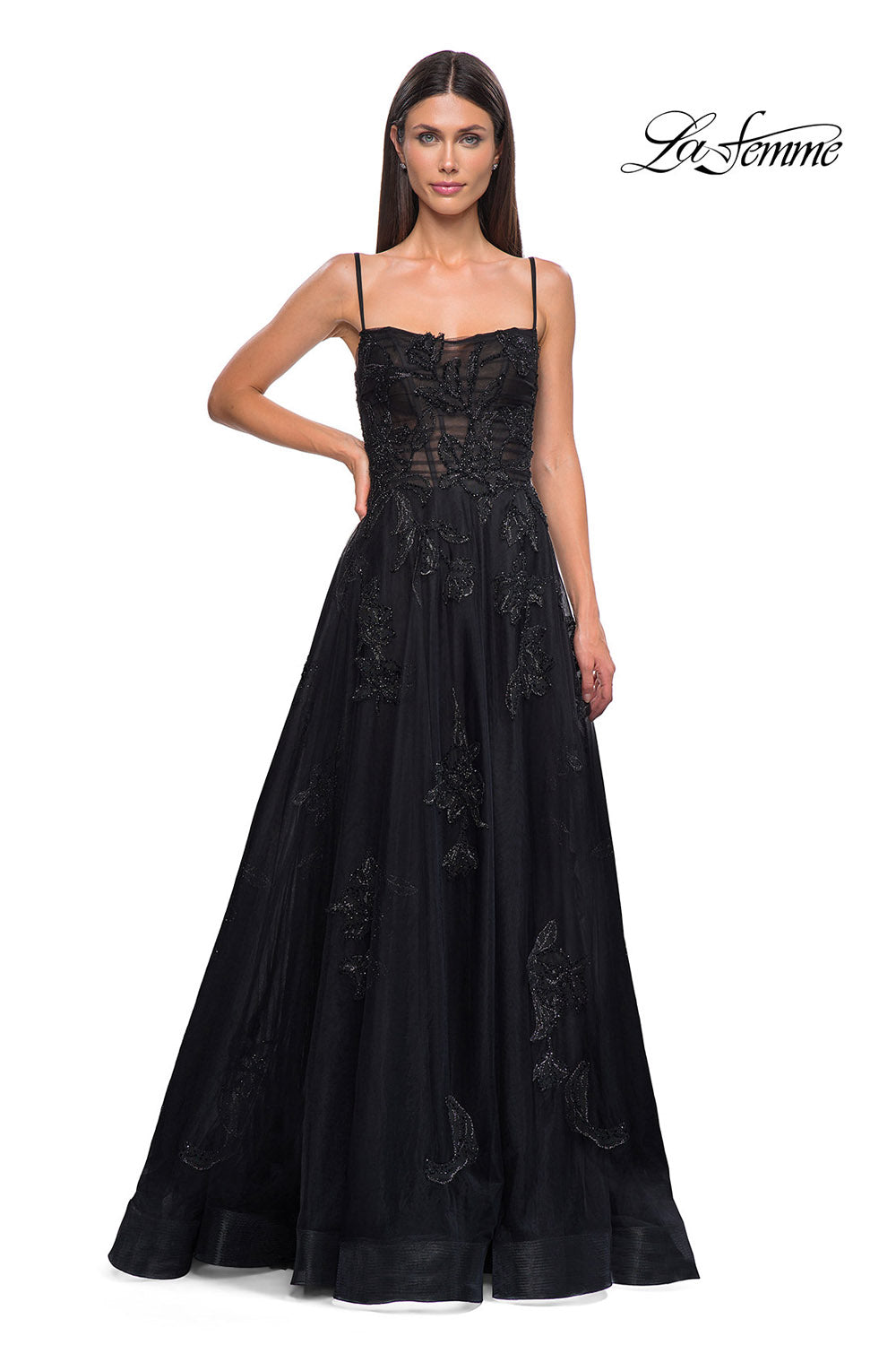 La Femme 32781 prom dress images.  La Femme 32781 is available in these colors: Black.