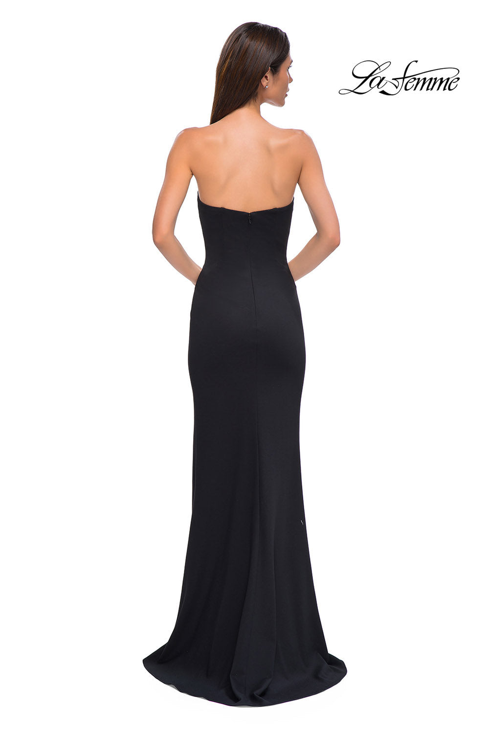 La Femme 32784 prom dress images.  La Femme 32784 is available in these colors: Black, Deep Red.