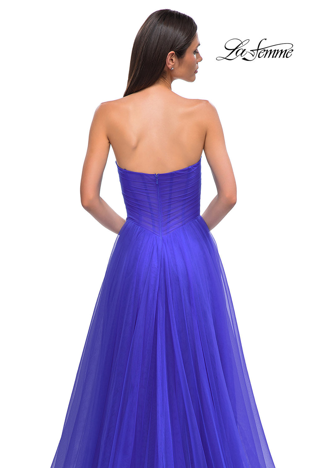 La Femme 32789 prom dress images.  La Femme 32789 is available in these colors: Black, Blush, Cloud Blue, Dark Berry, Royal Blue.