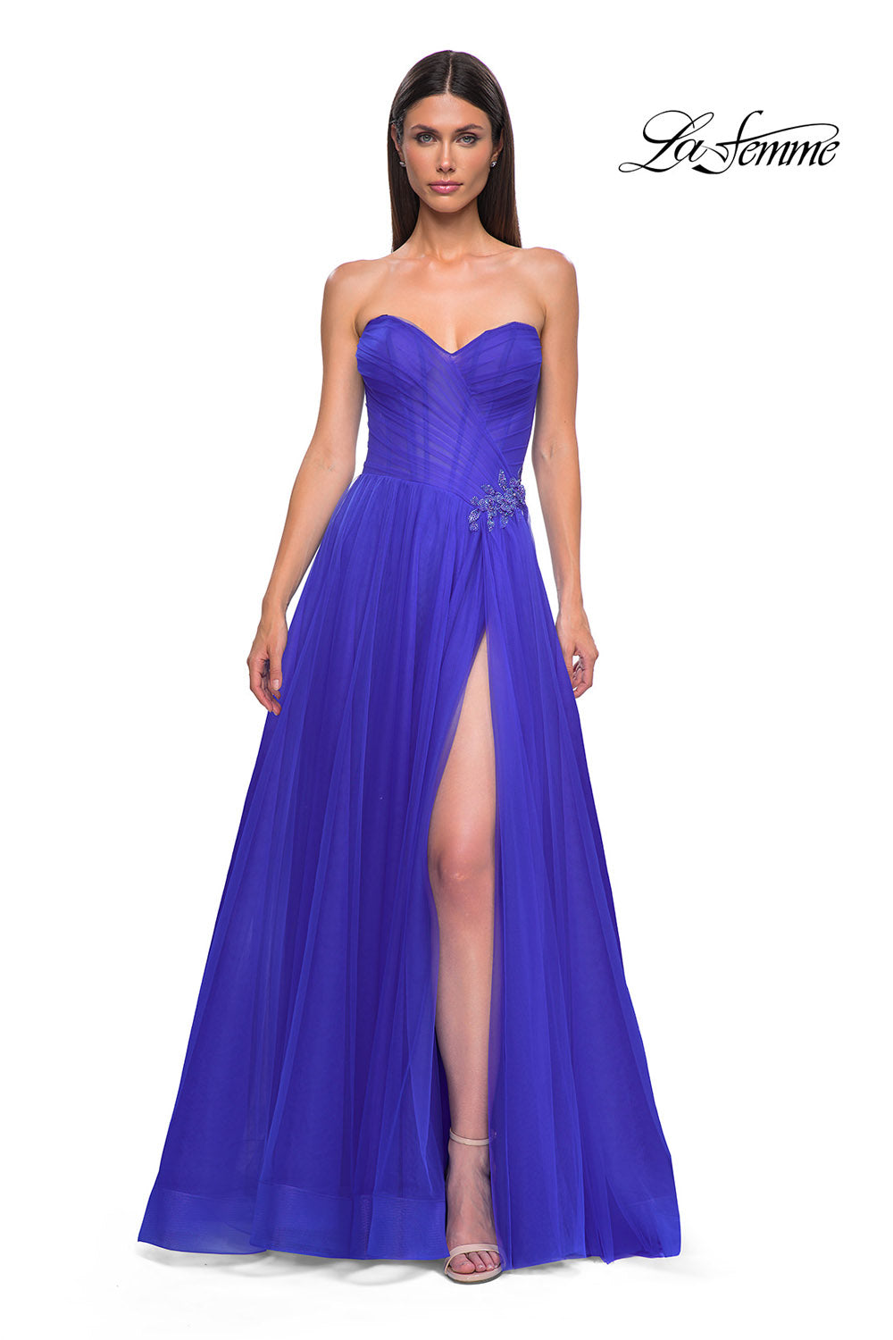 La Femme 32789 prom dress images.  La Femme 32789 is available in these colors: Black, Blush, Cloud Blue, Dark Berry, Royal Blue.