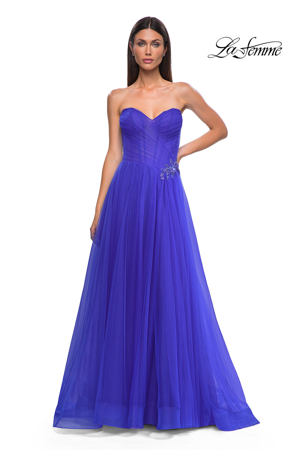 La Femme 32789 prom dress images.  La Femme 32789 is available in these colors: Black, Blush, Cloud Blue, Dark Berry, Royal Blue.