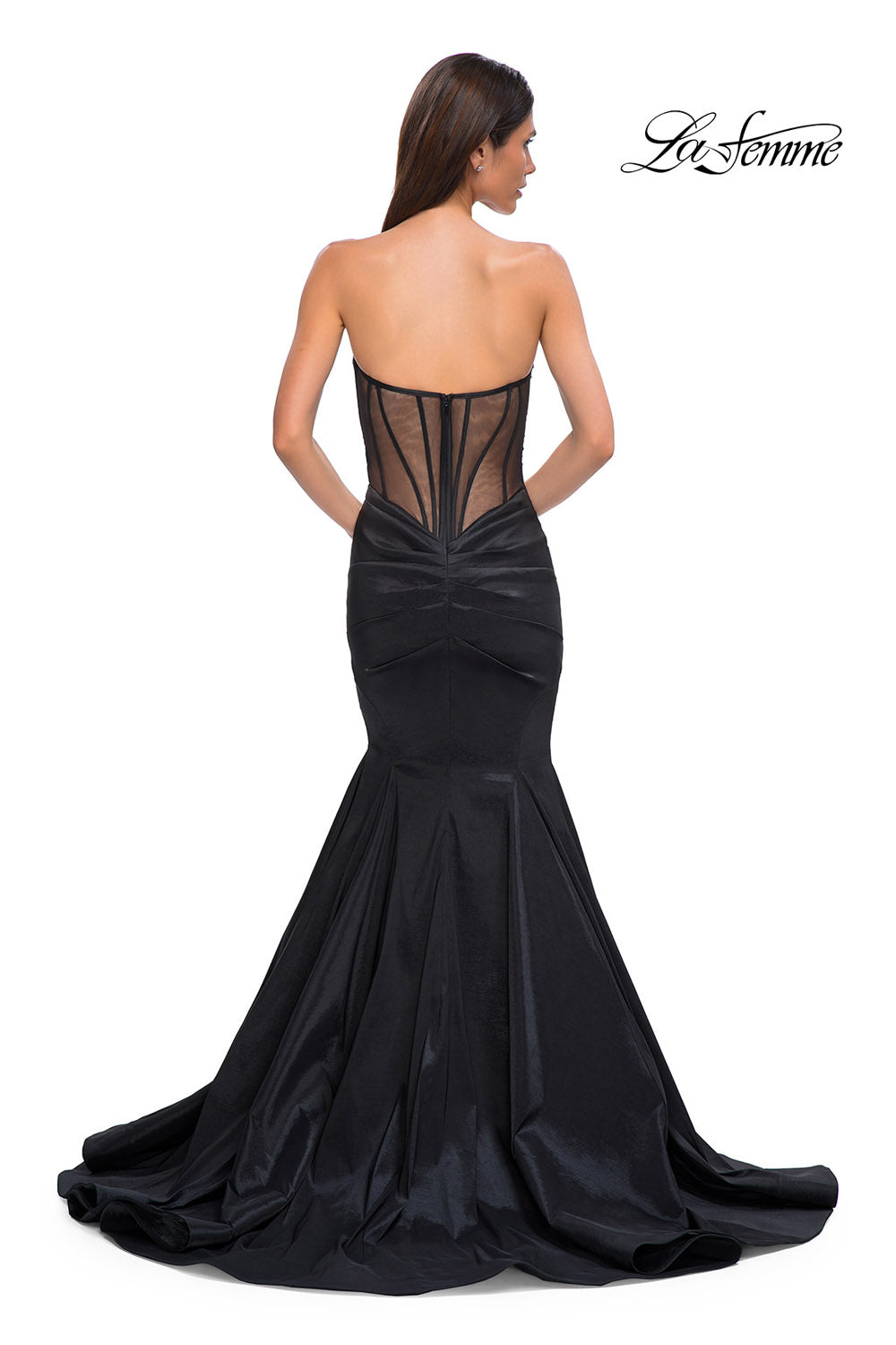 La Femme 32791 prom dress images.  La Femme 32791 is available in these colors: Black, Dark Berry, Dark Emerald, Royal Blue.