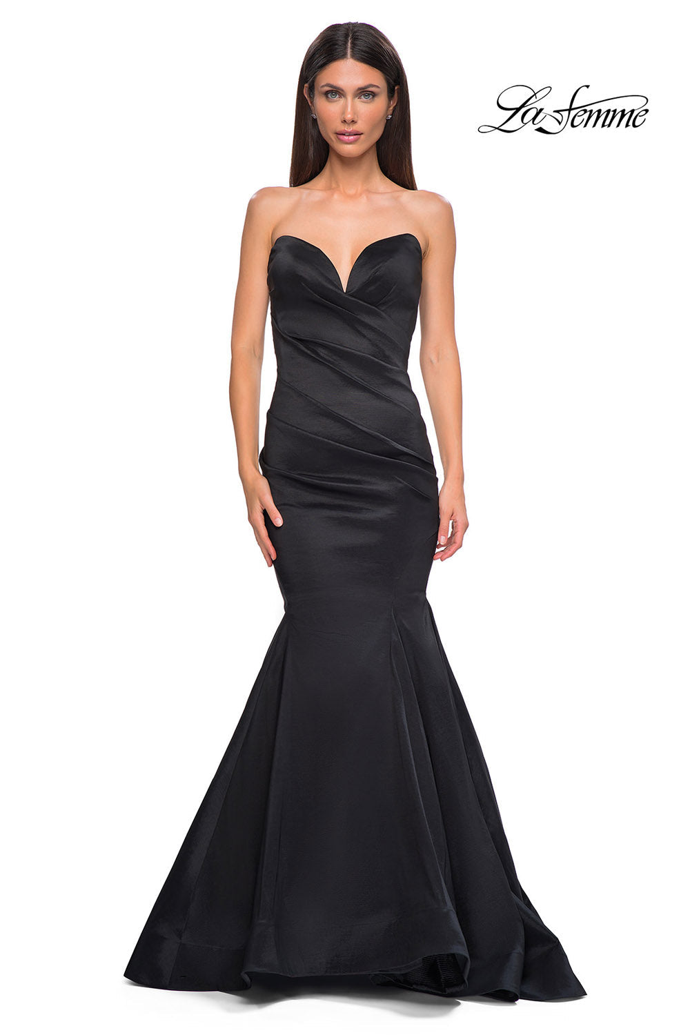 La Femme 32791 prom dress images.  La Femme 32791 is available in these colors: Black, Dark Berry, Dark Emerald, Royal Blue.