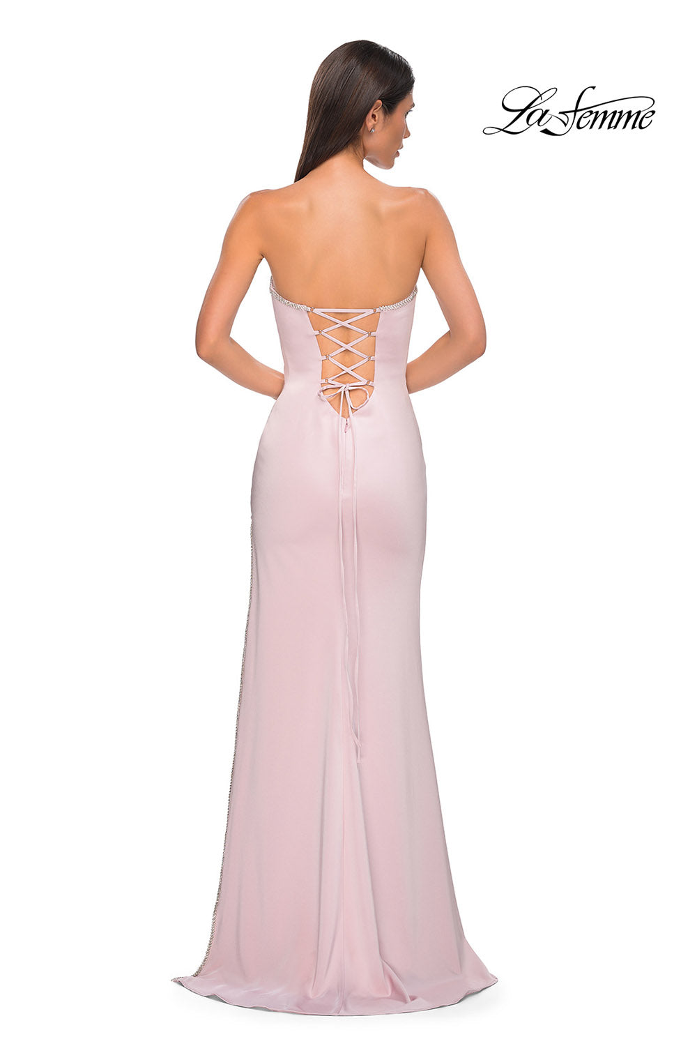 La Femme 32799 prom dress images.  La Femme 32799 is available in these colors: Cloud Blue, Orchid Pink, Pale Yellow, Royal Blue.