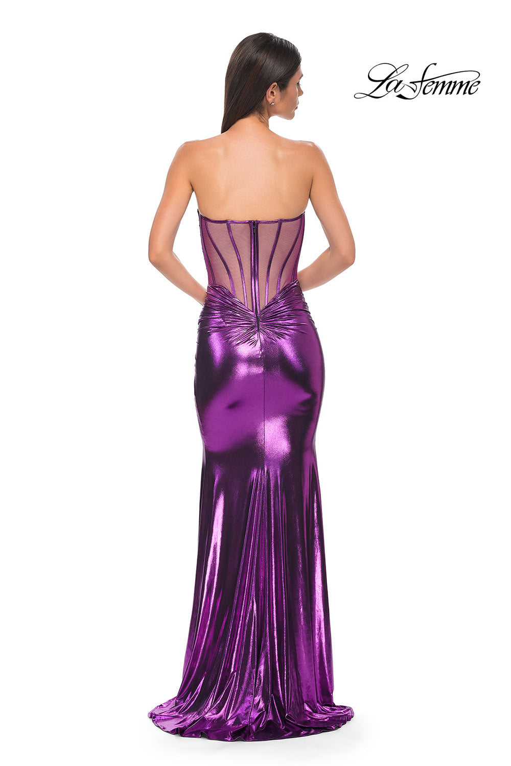 La Femme 32806 prom dress images.  La Femme 32806 is available in these colors: Lavender, Royal Blue, Silver, Teal.