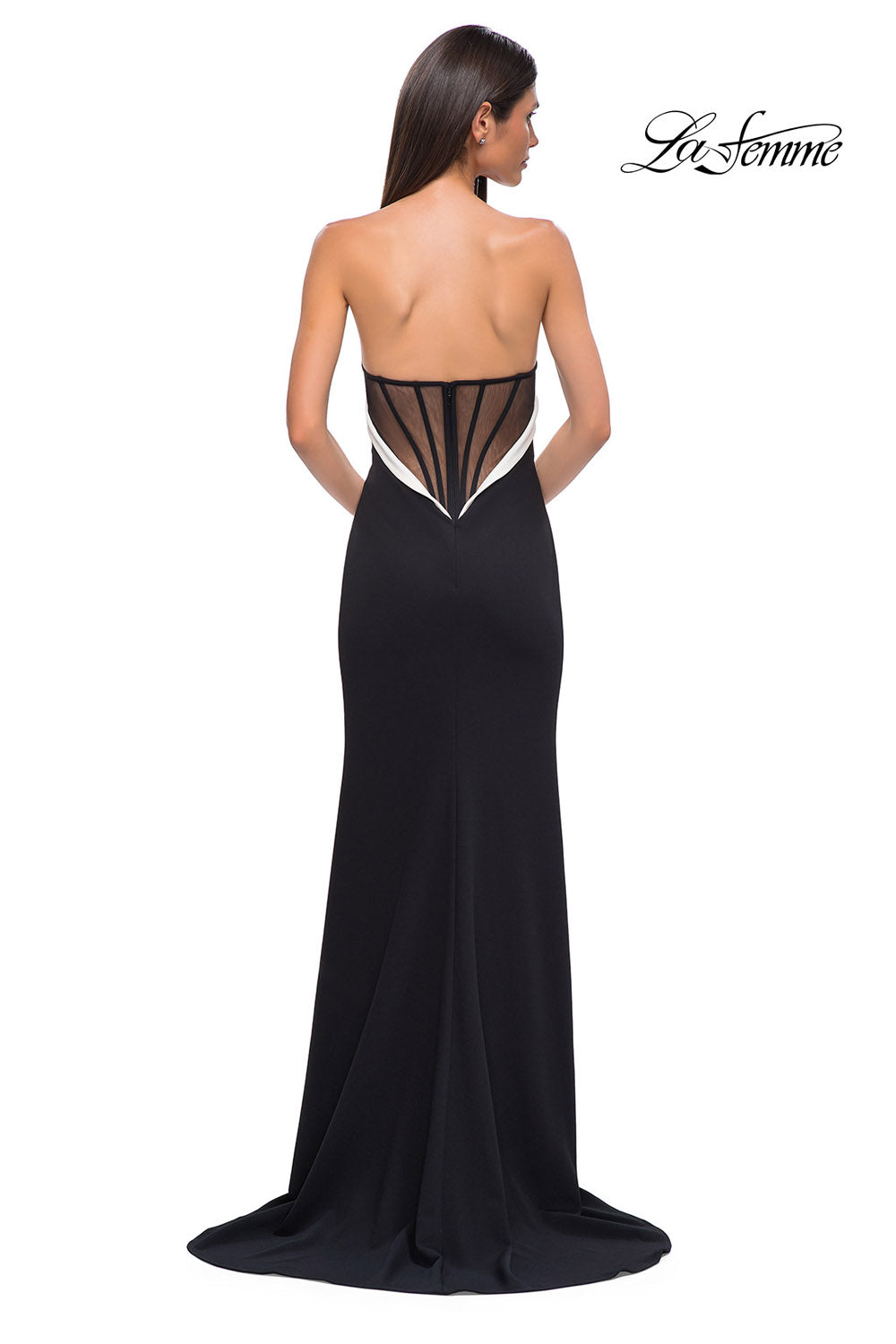 La Femme 32808 prom dress images.  La Femme 32808 is available in these colors: Black.