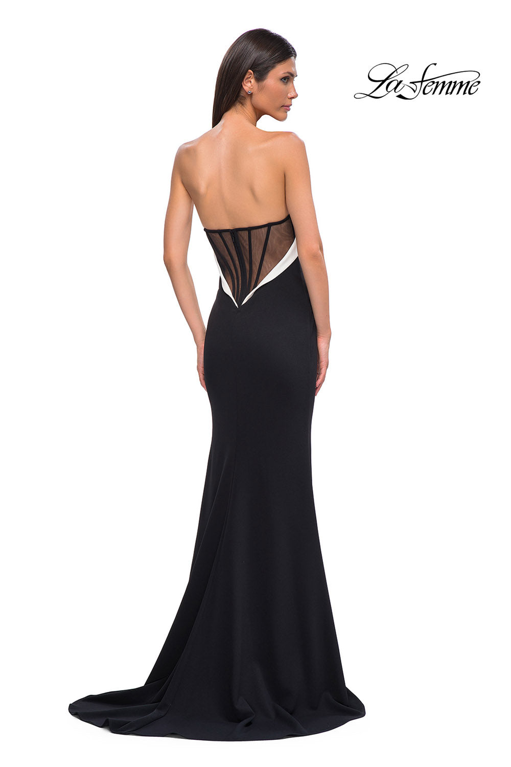 La Femme 32808 prom dress images.  La Femme 32808 is available in these colors: Black.