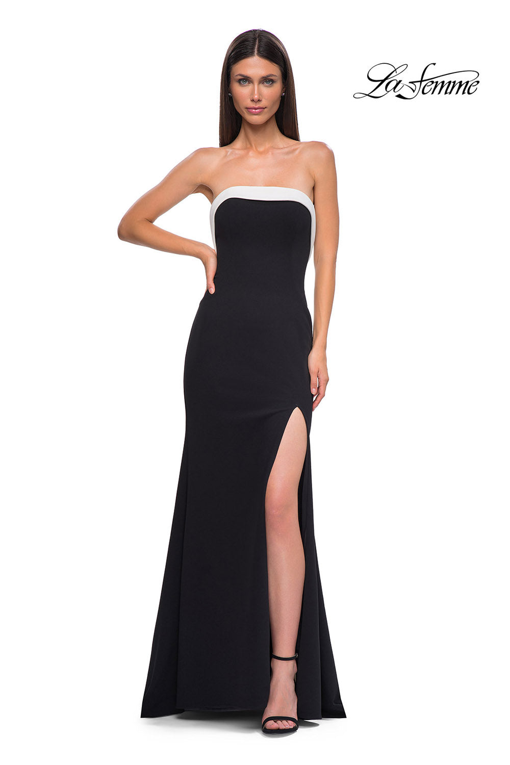 La Femme 32808 prom dress images.  La Femme 32808 is available in these colors: Black.