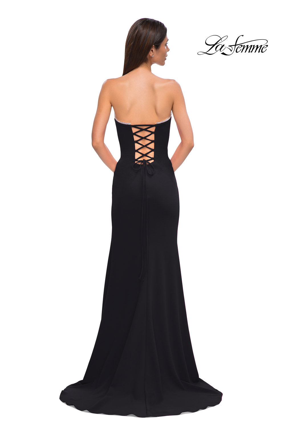 La Femme 32829 prom dress images.  La Femme 32829 is available in these colors: Black, Ivory, Pale Yellow, Red, Royal Blue, Teal.