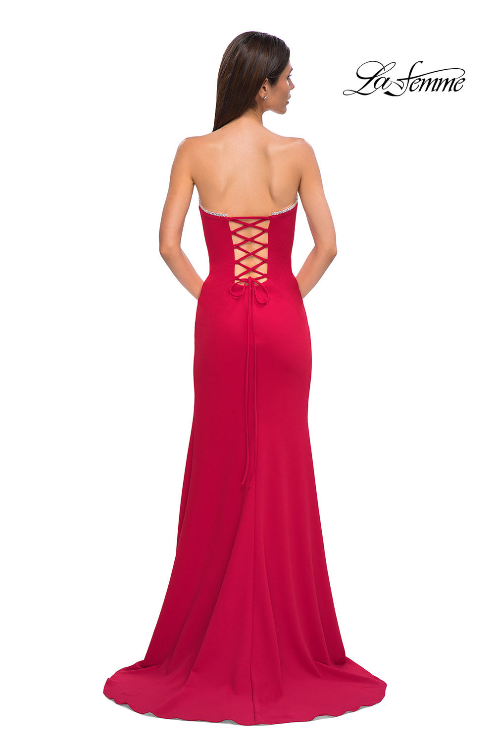 La Femme 32829 prom dress images.  La Femme 32829 is available in these colors: Black, Ivory, Pale Yellow, Red, Royal Blue, Teal.