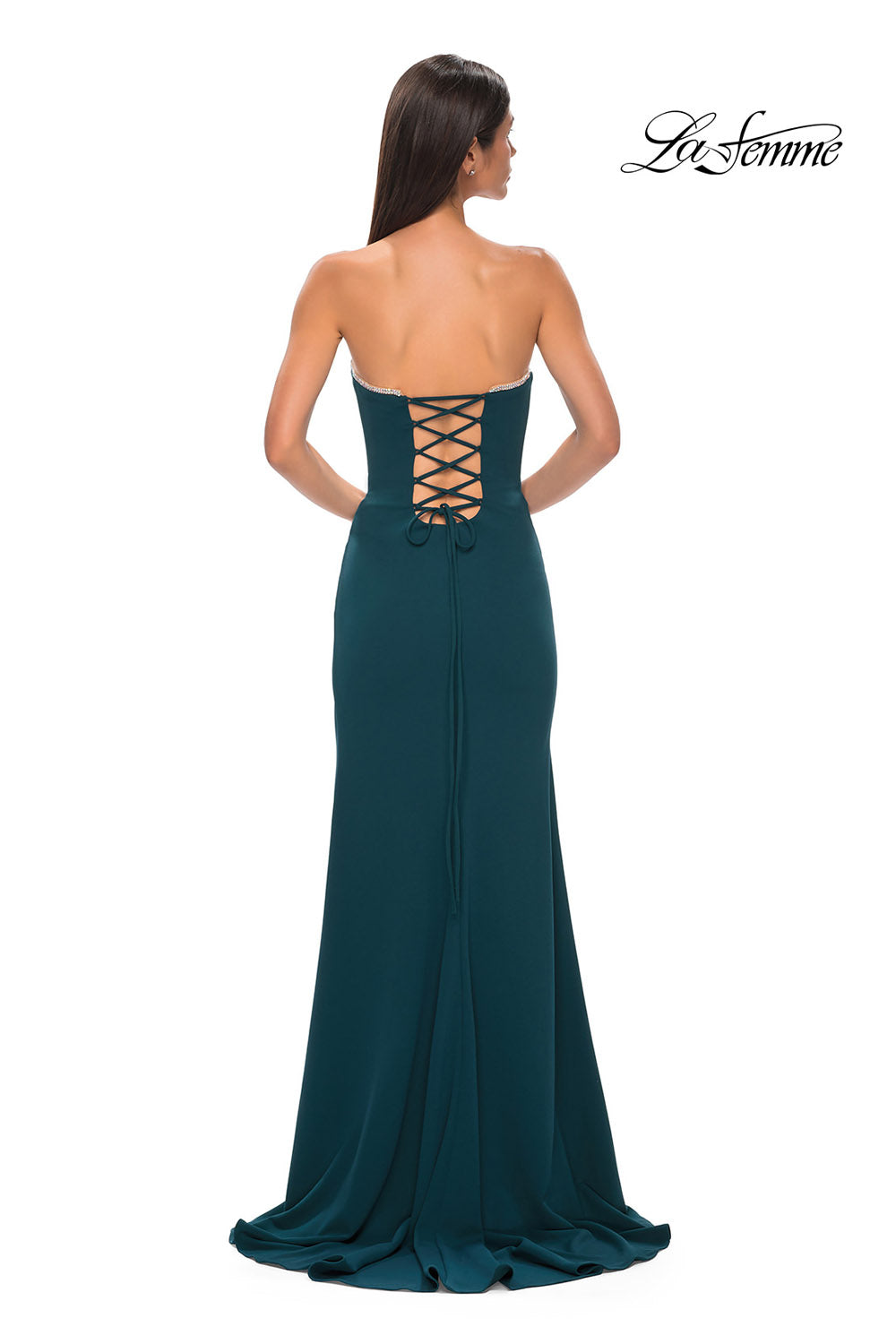 La Femme 32829 prom dress images.  La Femme 32829 is available in these colors: Black, Ivory, Pale Yellow, Red, Royal Blue, Teal.