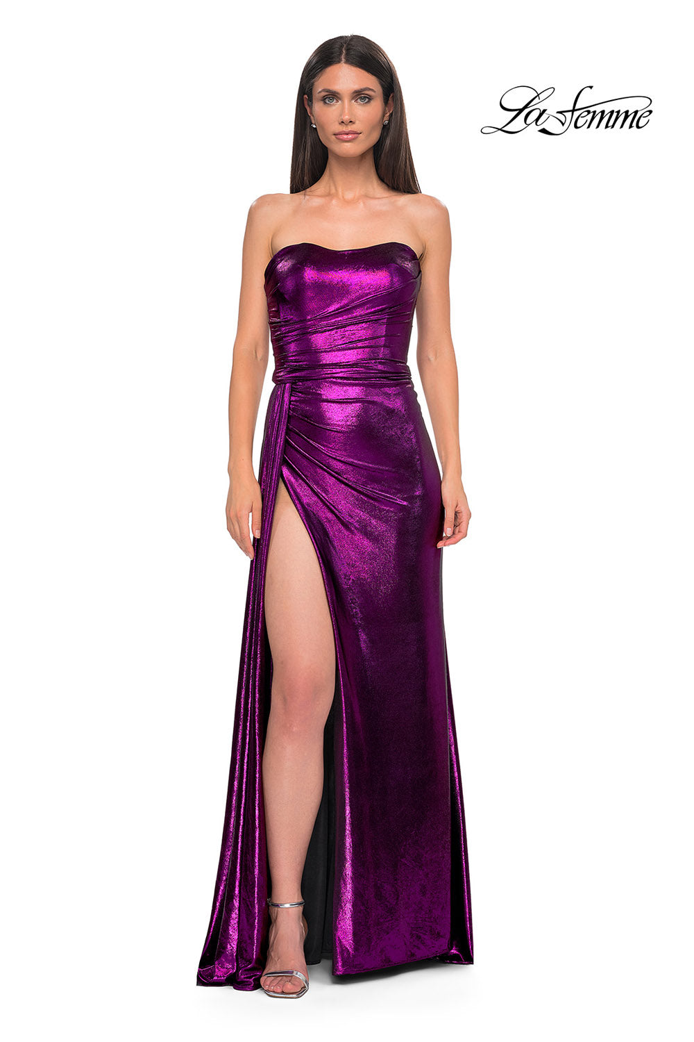 La Femme 32830 prom dress images.  La Femme 32830 is available in these colors: Black Gold, Dark Teal, Indigo, Matcha, Purple.