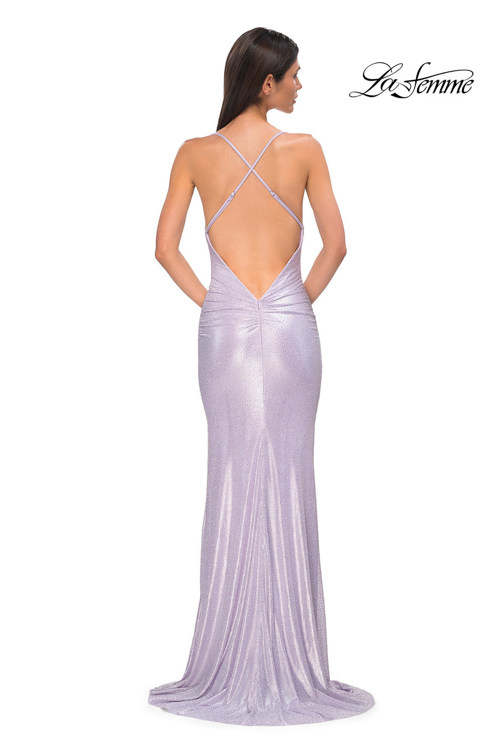 La Femme 32835 prom dress images.  La Femme 32835 is available in these colors: Light Blue, Light Periwinkle, Light Pink.