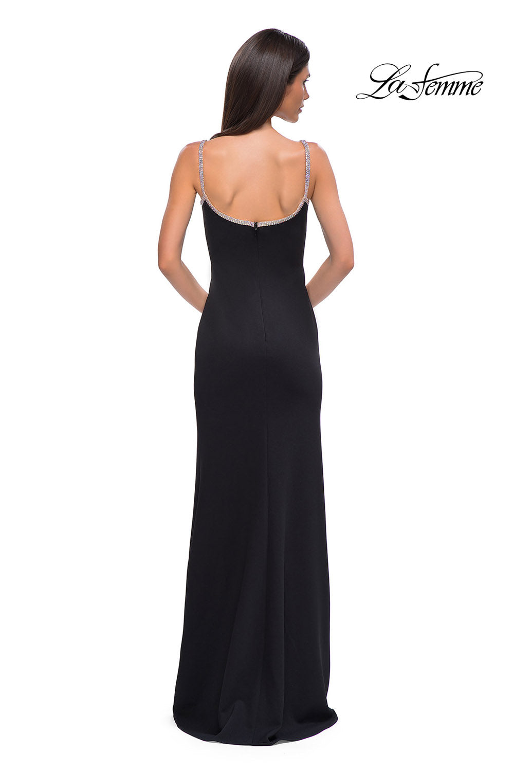 La Femme 32844 prom dress images.  La Femme 32844 is available in these colors: Black, Red.