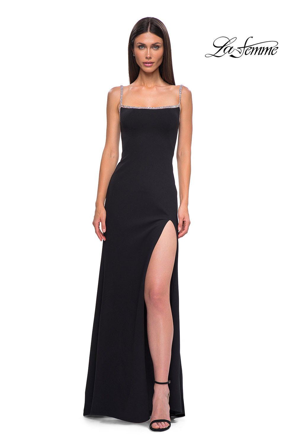 La Femme 32844 prom dress images.  La Femme 32844 is available in these colors: Black, Red.