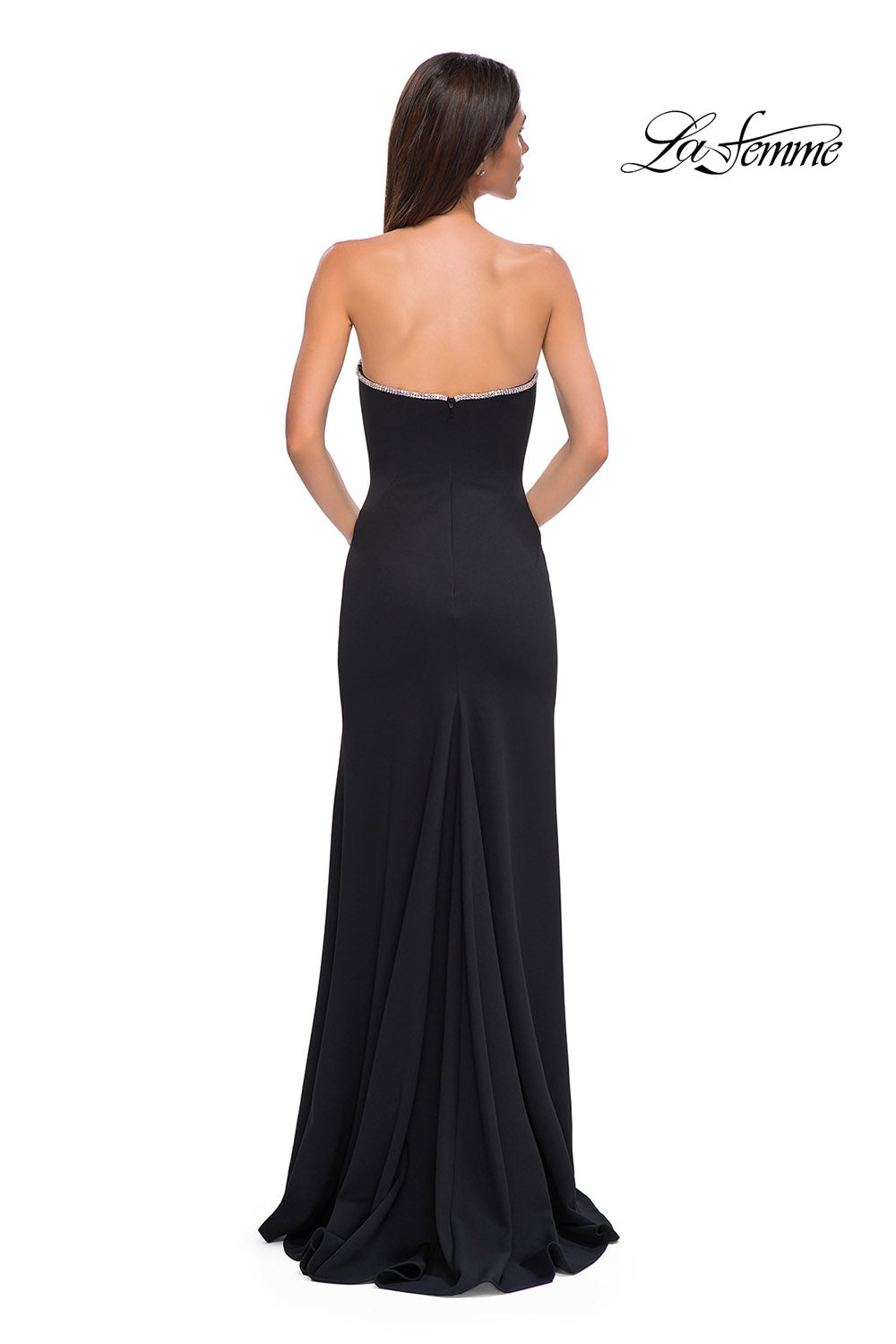 La Femme 32854 prom dress images.  La Femme 32854 is available in these colors: Black, Ivory, Red.