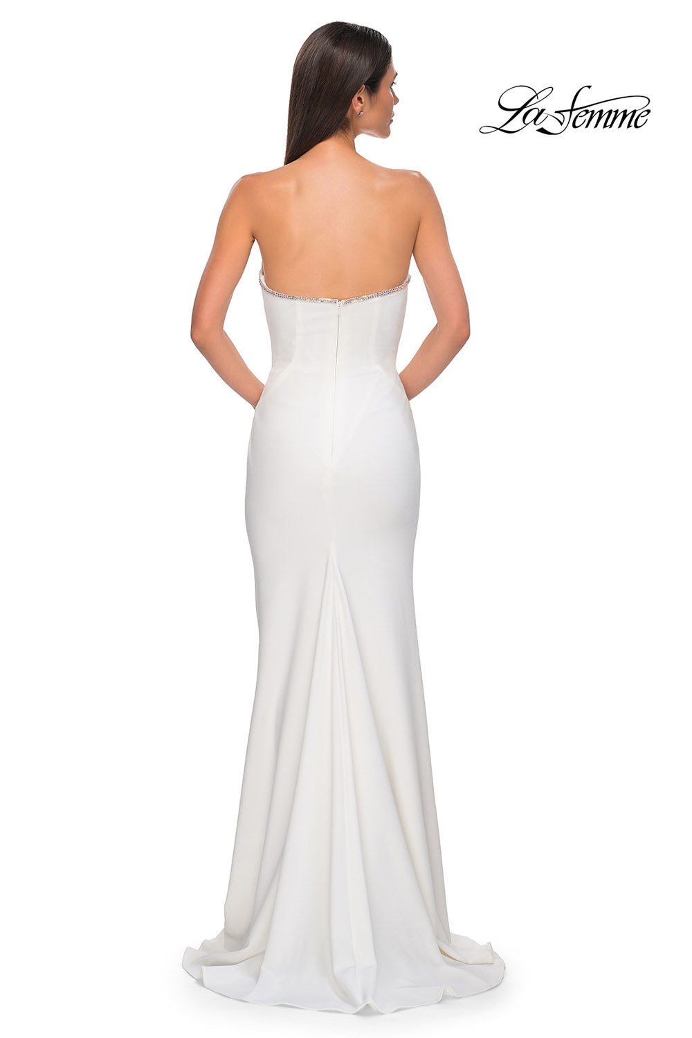 La Femme 32854 prom dress images.  La Femme 32854 is available in these colors: Black, Ivory, Red.