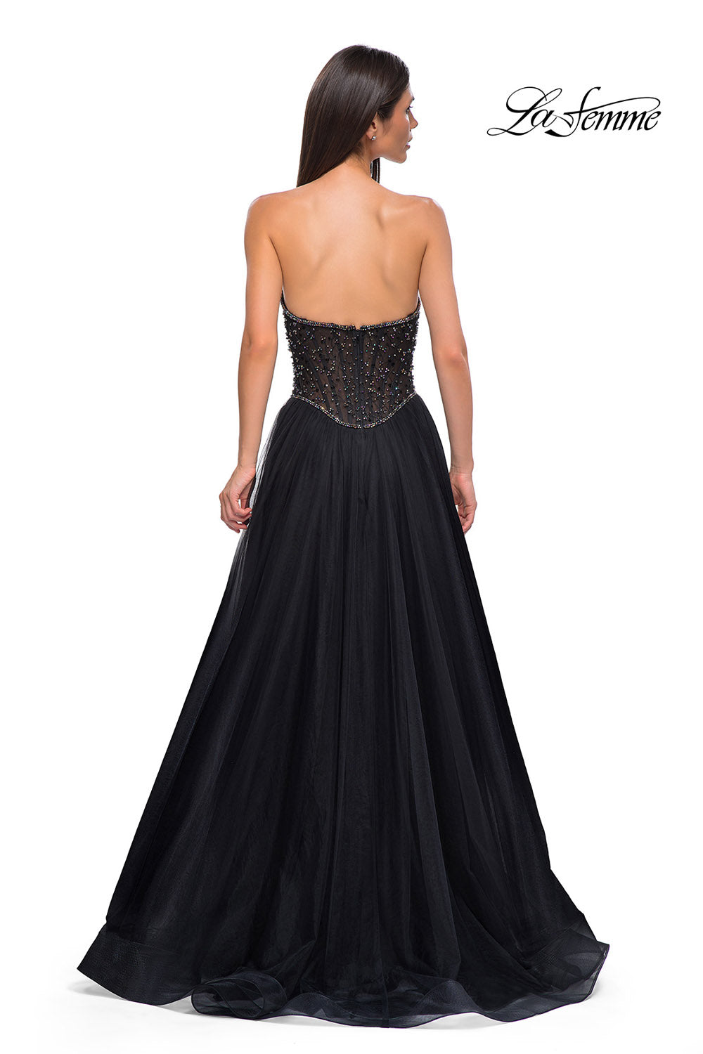 La Femme 32856 prom dress images.  La Femme 32856 is available in these colors: Black.