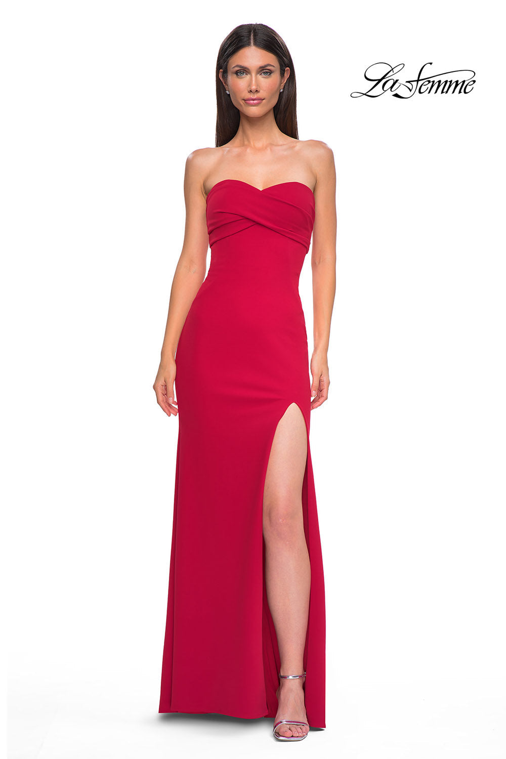 La Femme 32863 prom dress images.  La Femme 32863 is available in these colors: Navy, Red, Teal.