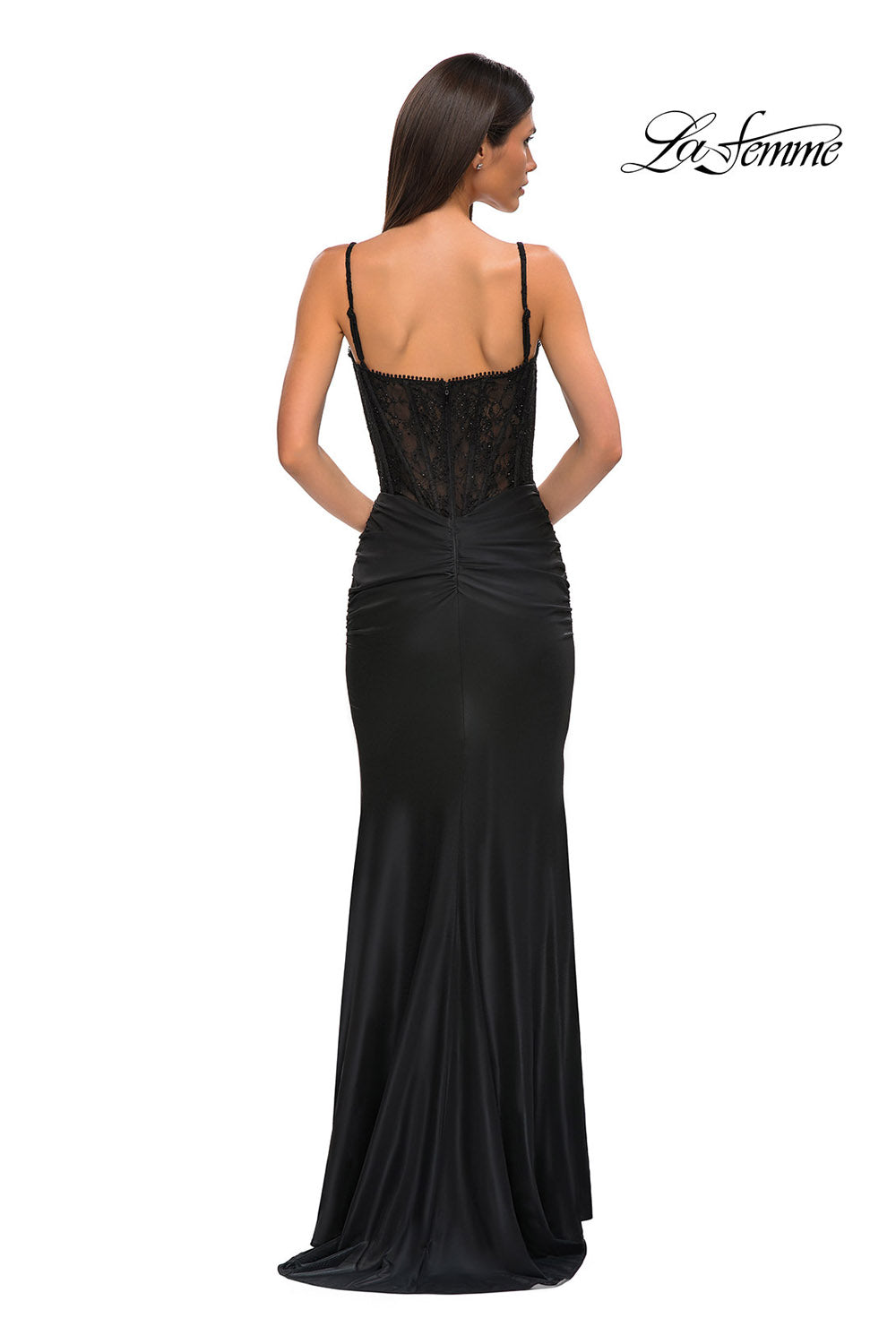 La Femme 32873 prom dress images.  La Femme 32873 is available in these colors: Black.