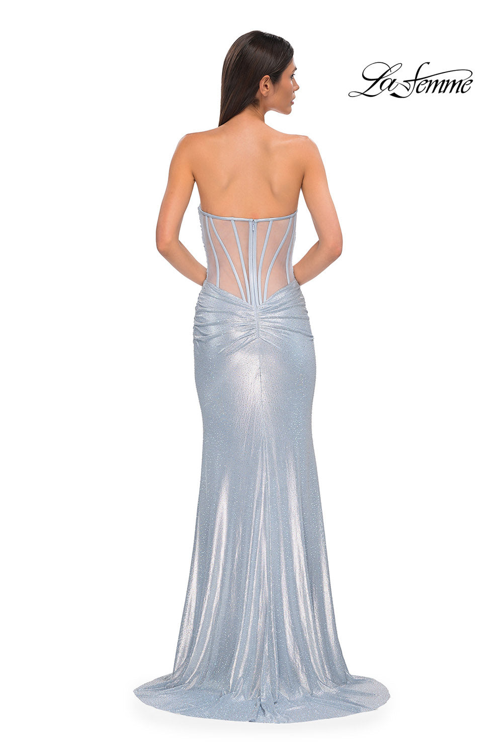 La Femme 32886 prom dress images.  La Femme 32886 is available in these colors: Light Blue.