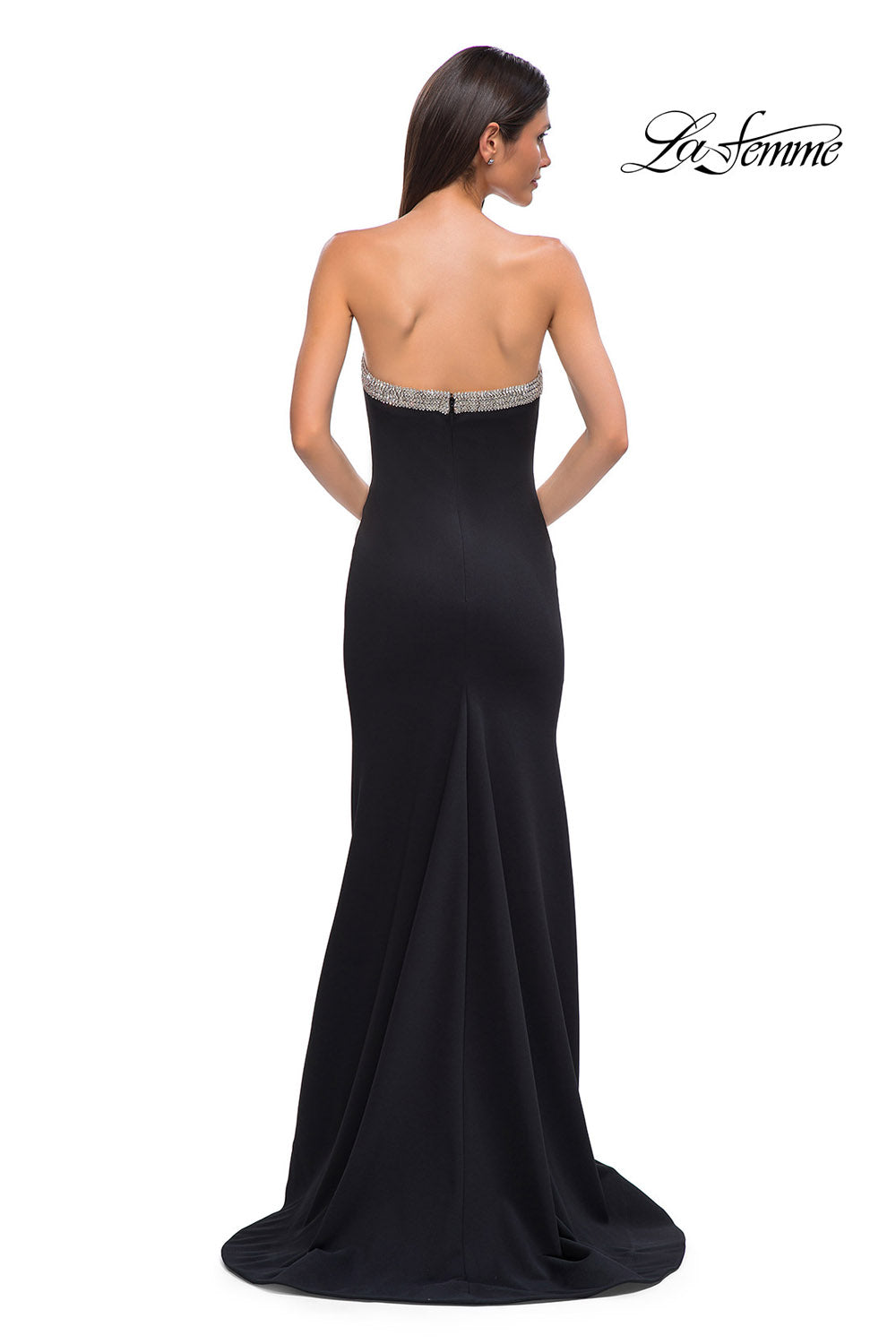 La Femme 32891 prom dress images.  La Femme 32891 is available in these colors: Black, Ivory, Red.