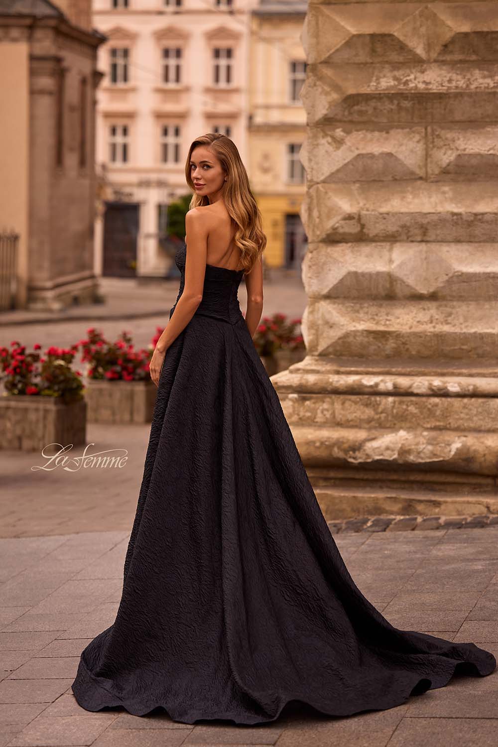 La Femme 32893 prom dress images.  La Femme 32893 is available in these colors: Black.