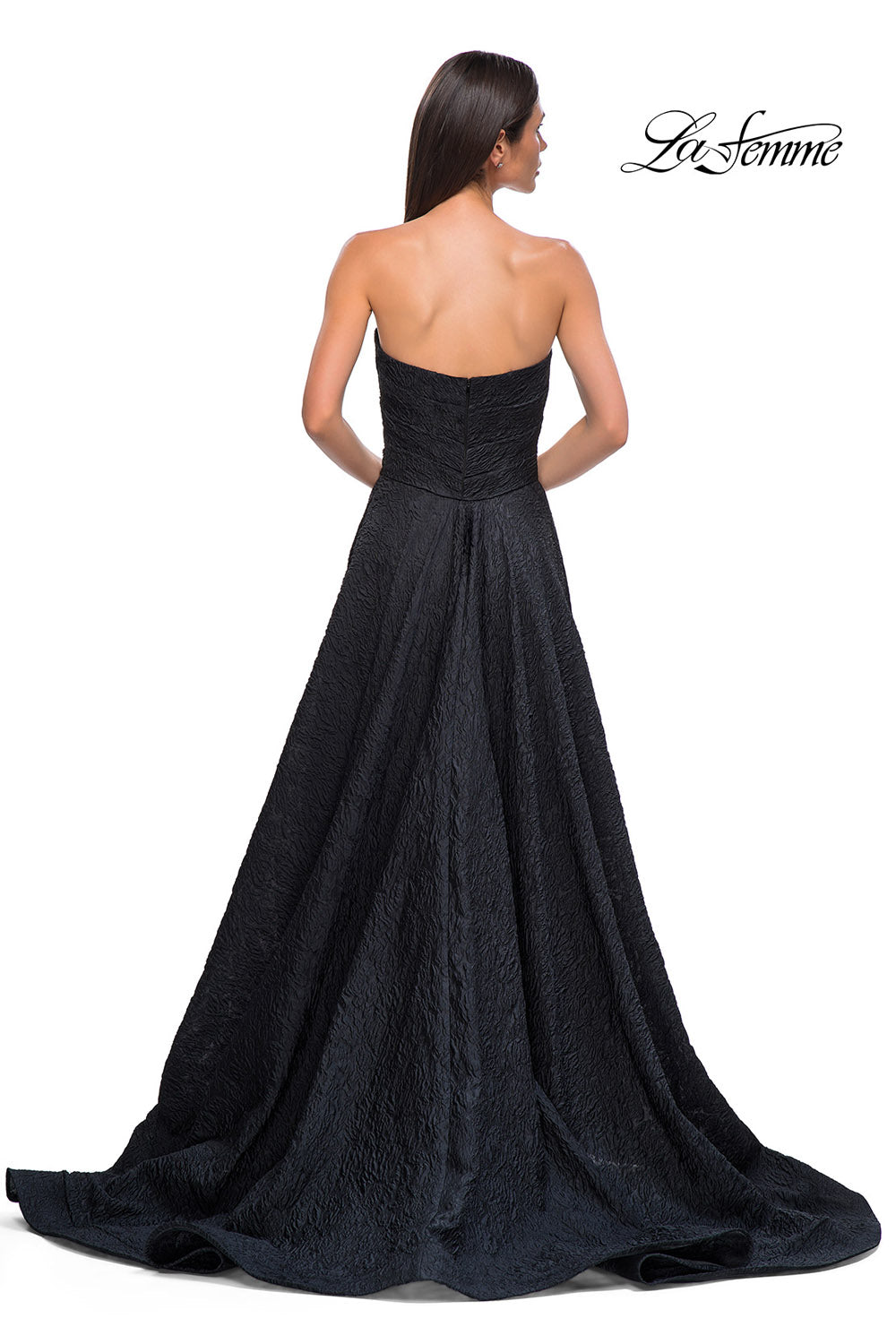 La Femme 32893 prom dress images.  La Femme 32893 is available in these colors: Black.