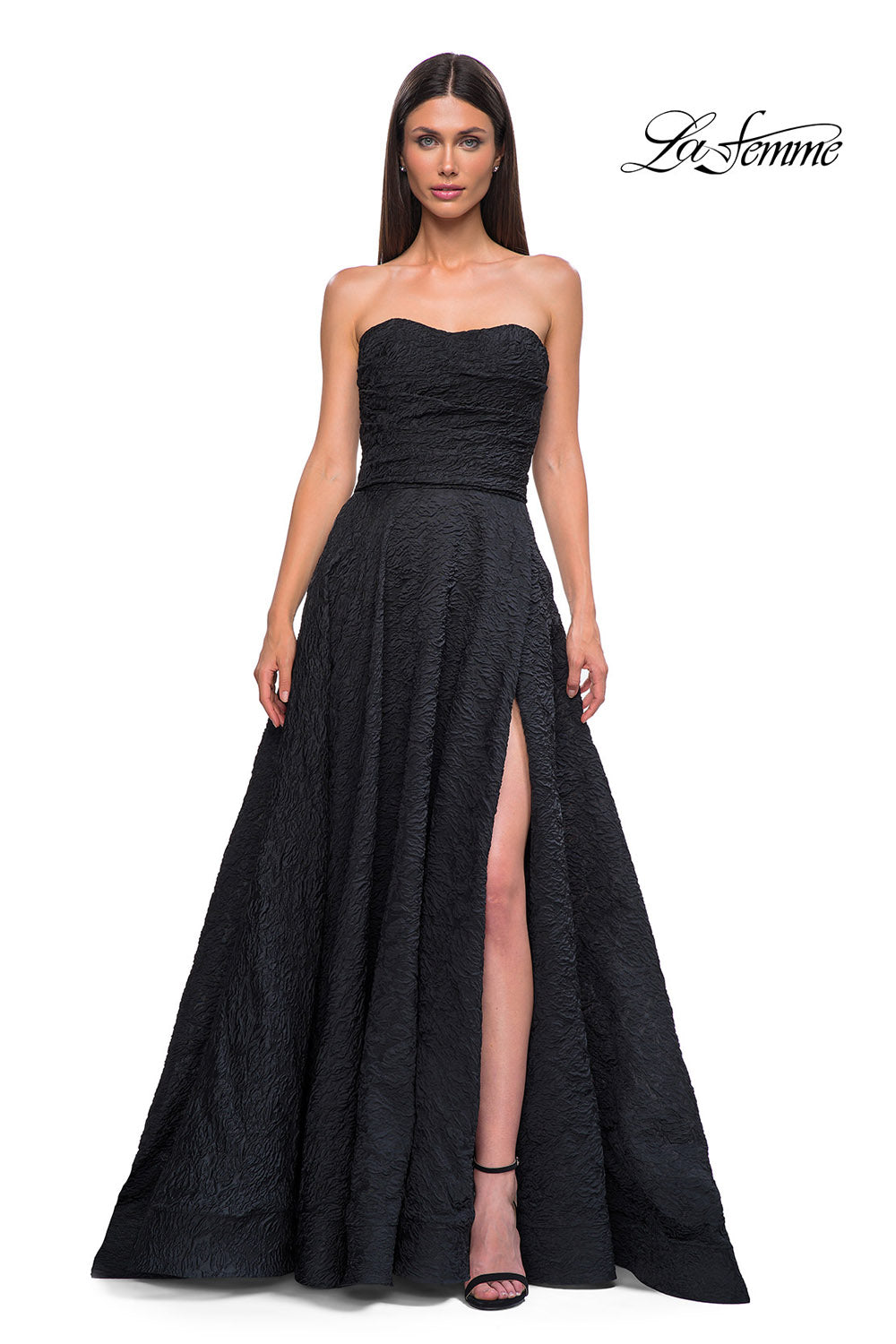 La Femme 32893 prom dress images.  La Femme 32893 is available in these colors: Black.