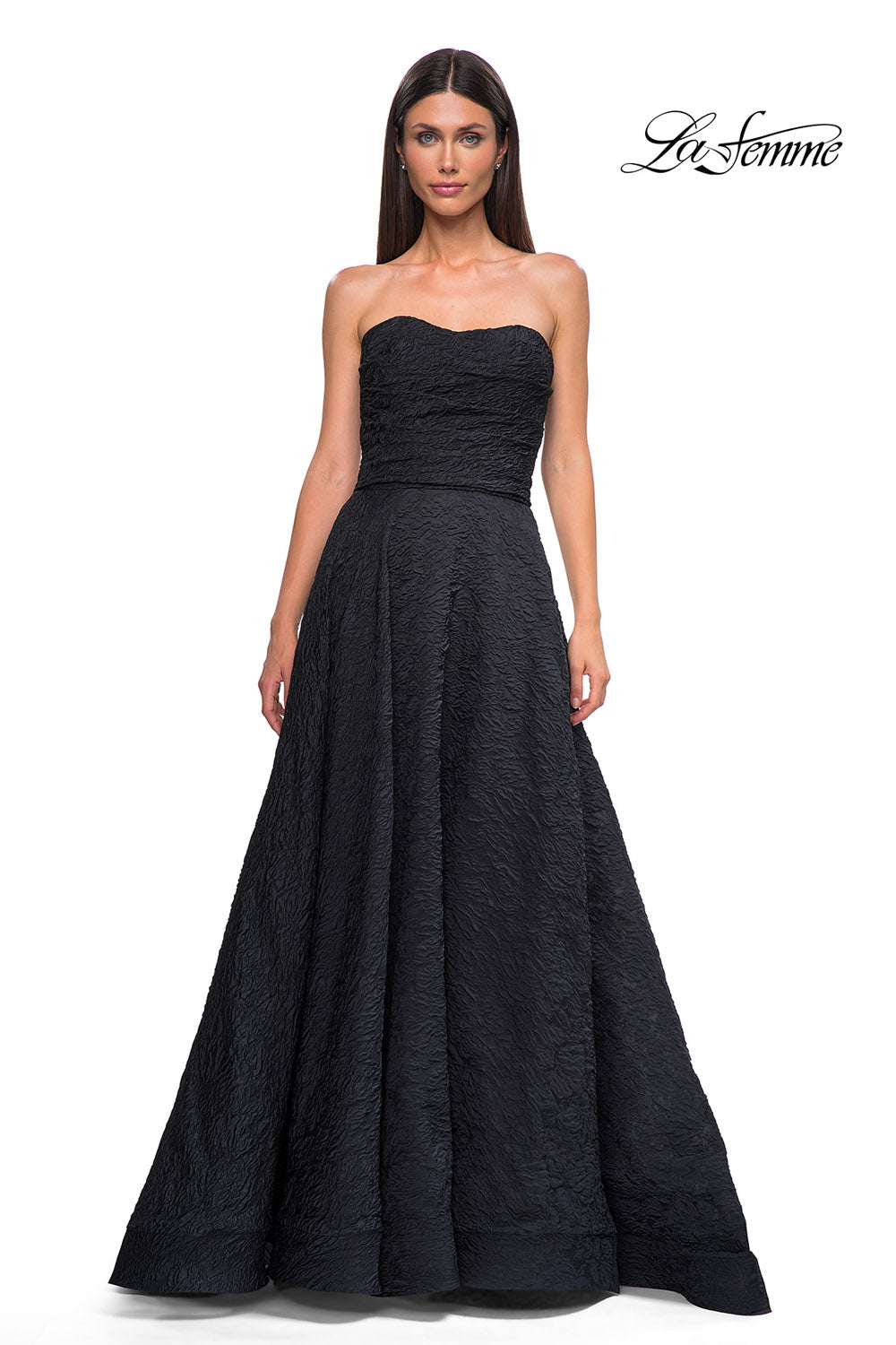 La Femme 32893 prom dress images.  La Femme 32893 is available in these colors: Black.