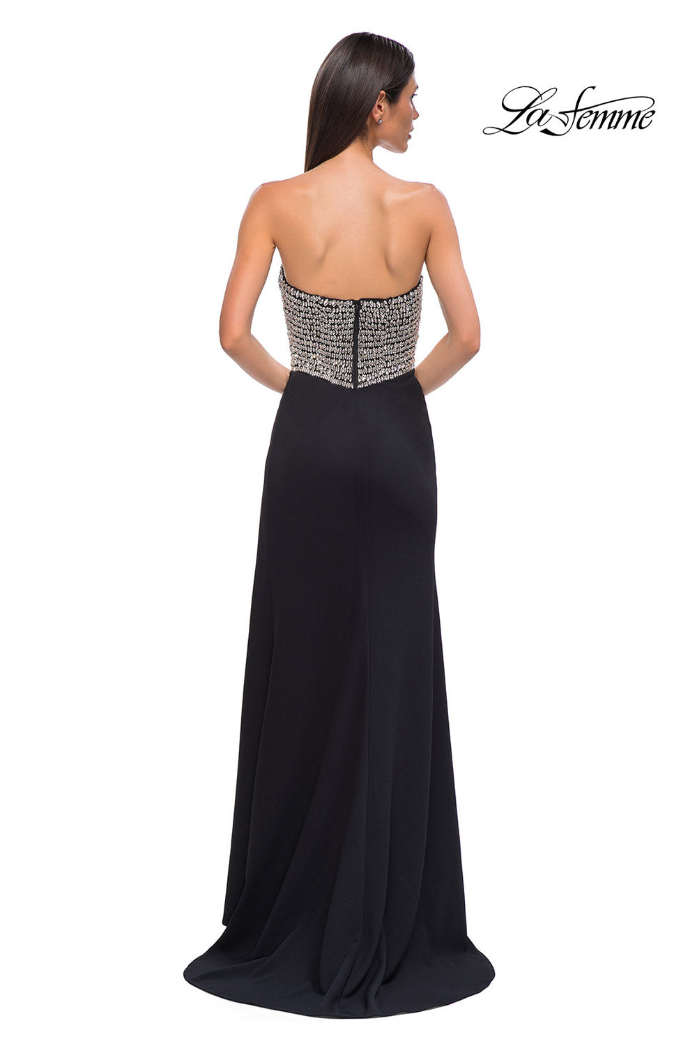 La Femme 32910 prom dress images.  La Femme 32910 is available in these colors: Black, Ivory.