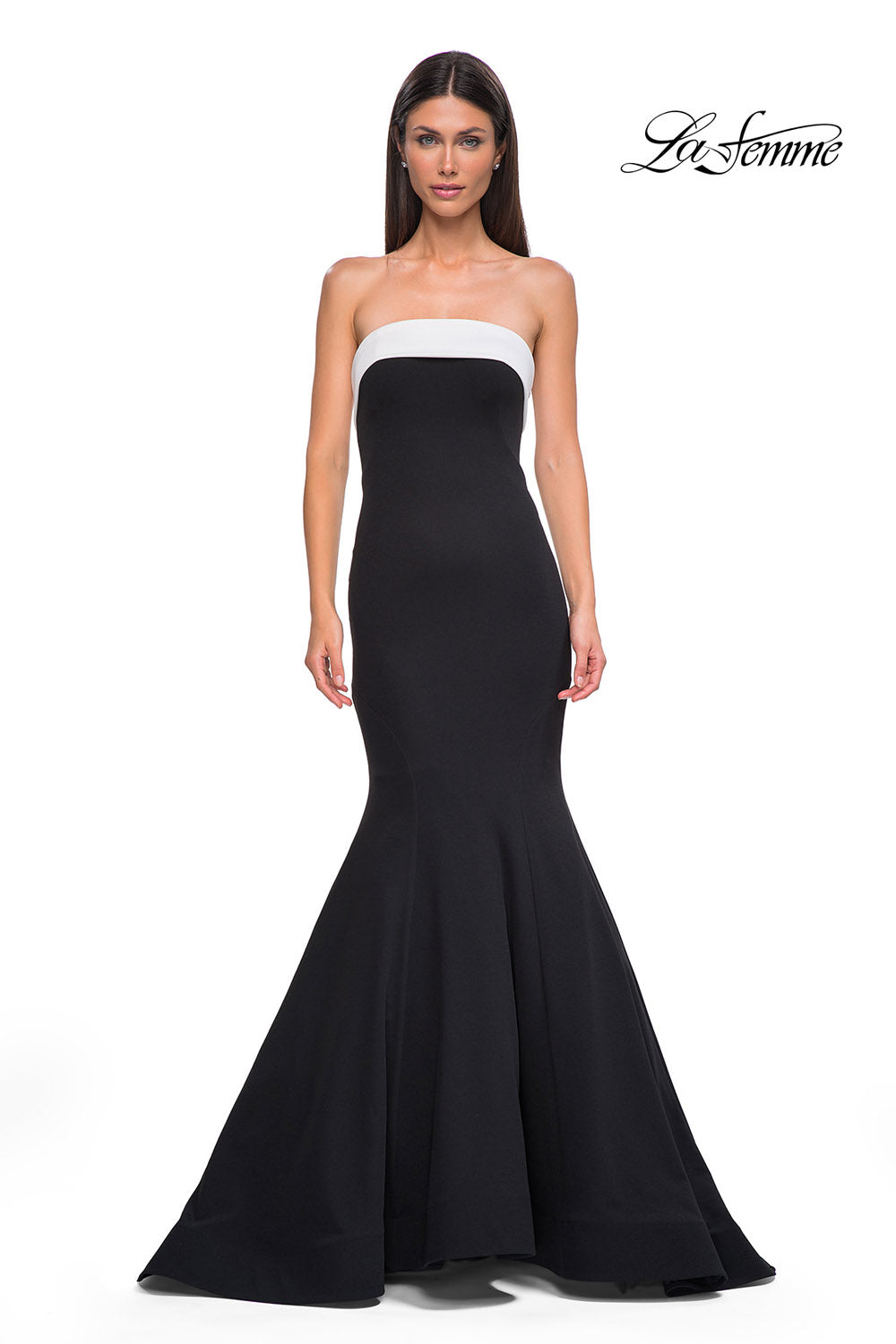 La Femme 32914 prom dress images.  La Femme 32914 is available in these colors: Black.