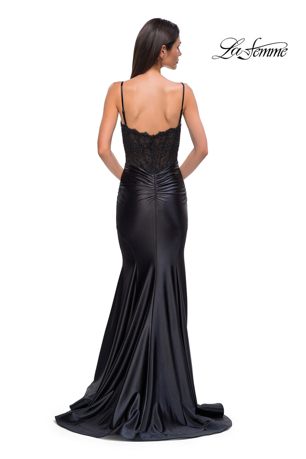 La Femme 32916 prom dress images.  La Femme 32916 is available in these colors: Black.