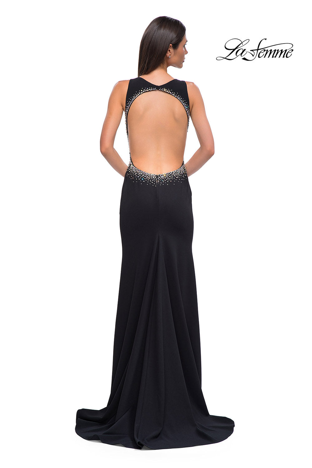 La Femme 32922 prom dress images.  La Femme 32922 is available in these colors: Black, Ivory, Red.