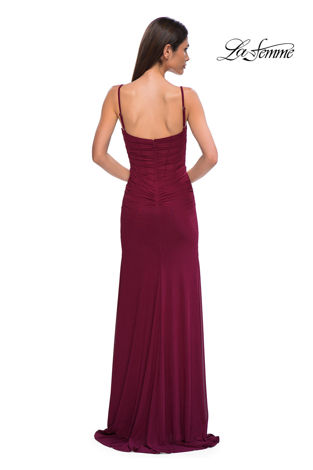 La Femme 32925 prom dress images.  La Femme 32925 is available in these colors: Dark Berry, Emerald, Royal Blue.