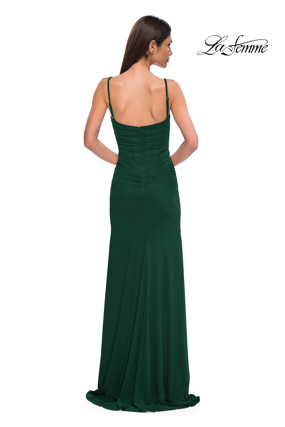 La Femme 32925 prom dress images.  La Femme 32925 is available in these colors: Dark Berry, Emerald, Royal Blue.