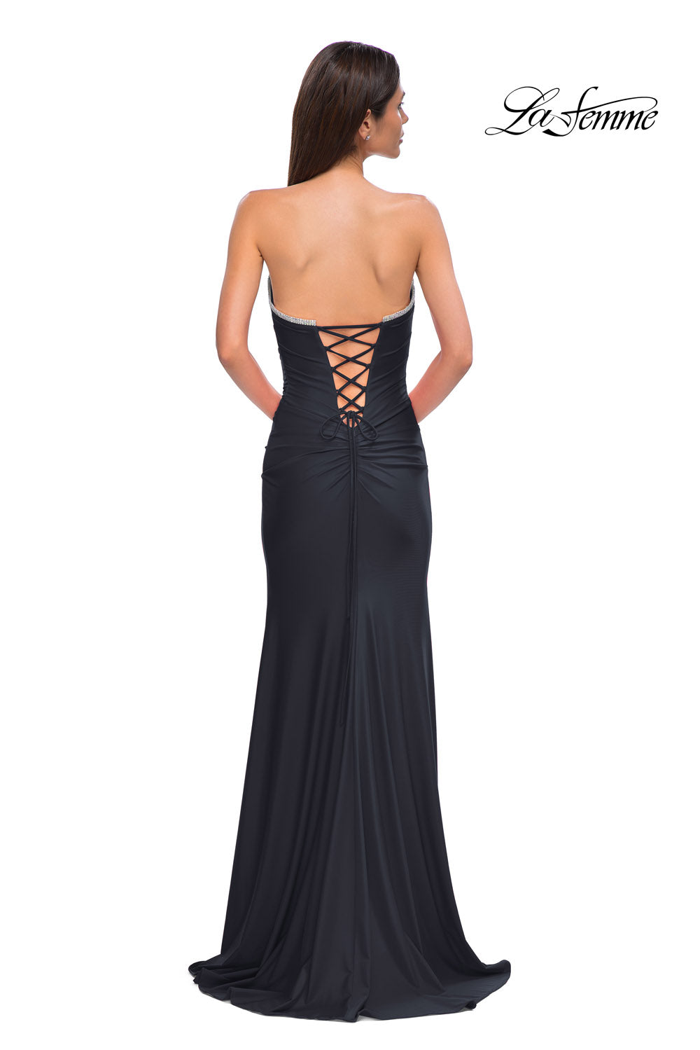 La Femme 32931 prom dress images.  La Femme 32931 is available in these colors: Black, Red, Royal Blue.