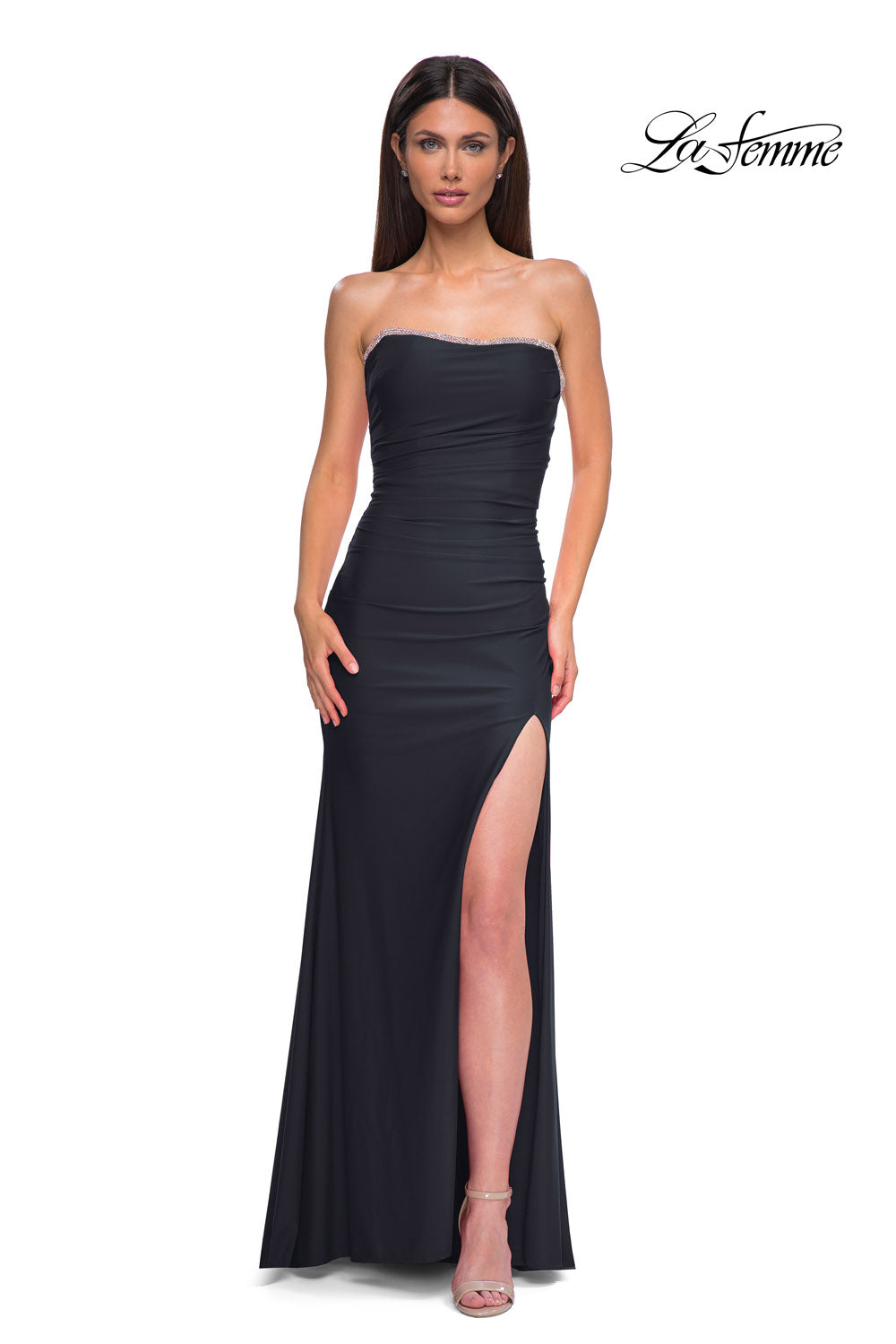 La Femme 32931 prom dress images.  La Femme 32931 is available in these colors: Black, Red, Royal Blue.