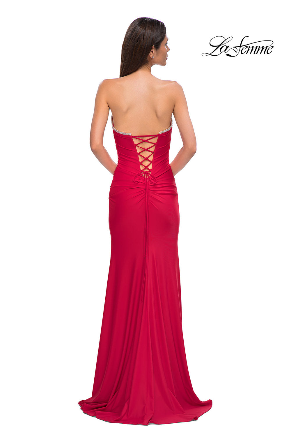 La Femme 32931 prom dress images.  La Femme 32931 is available in these colors: Black, Red, Royal Blue.