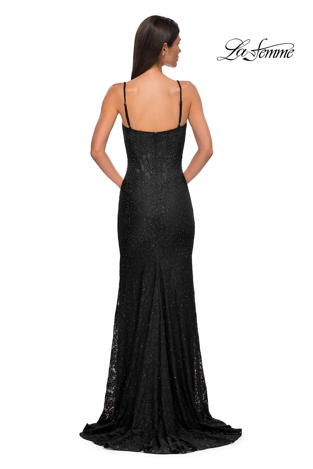 La Femme 32933 prom dress images.  La Femme 32933 is available in these colors: Black, Dark Teal, Red, Royal Blue.