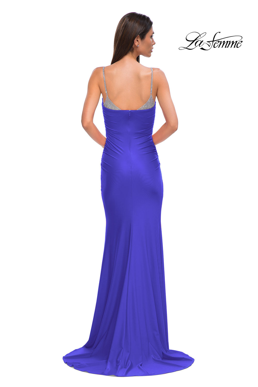 La Femme 32939 prom dress images.  La Femme 32939 is available in these colors: Black, Red, Royal Blue.