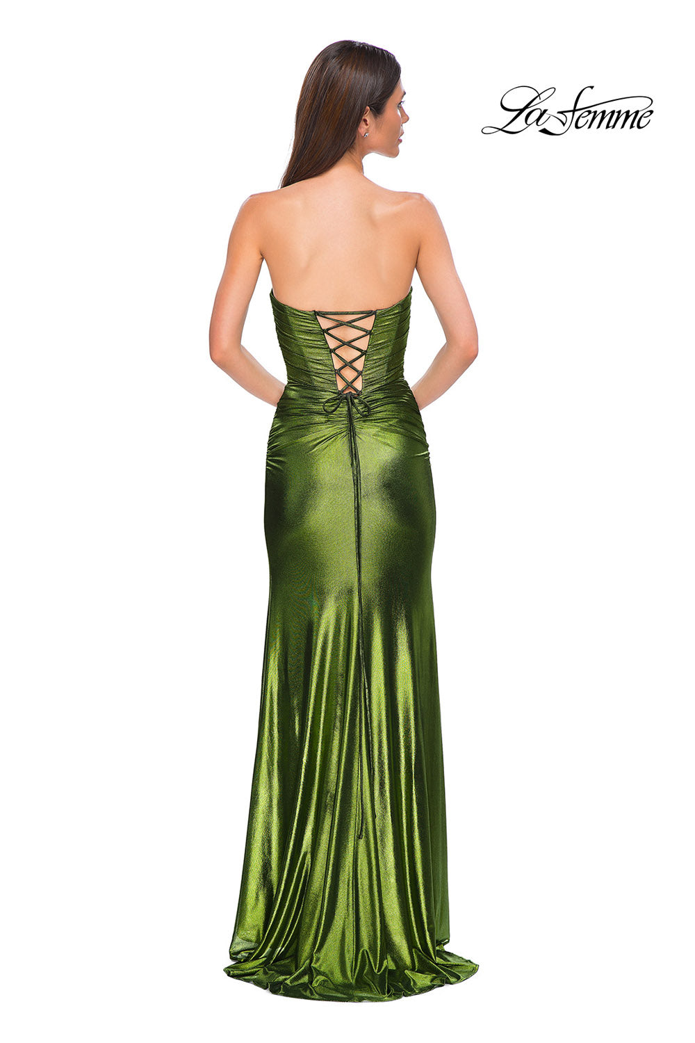 La Femme 32946 prom dress images.  La Femme 32946 is available in these colors: Black Gold, Lavender, Matcha, Royal Blue.