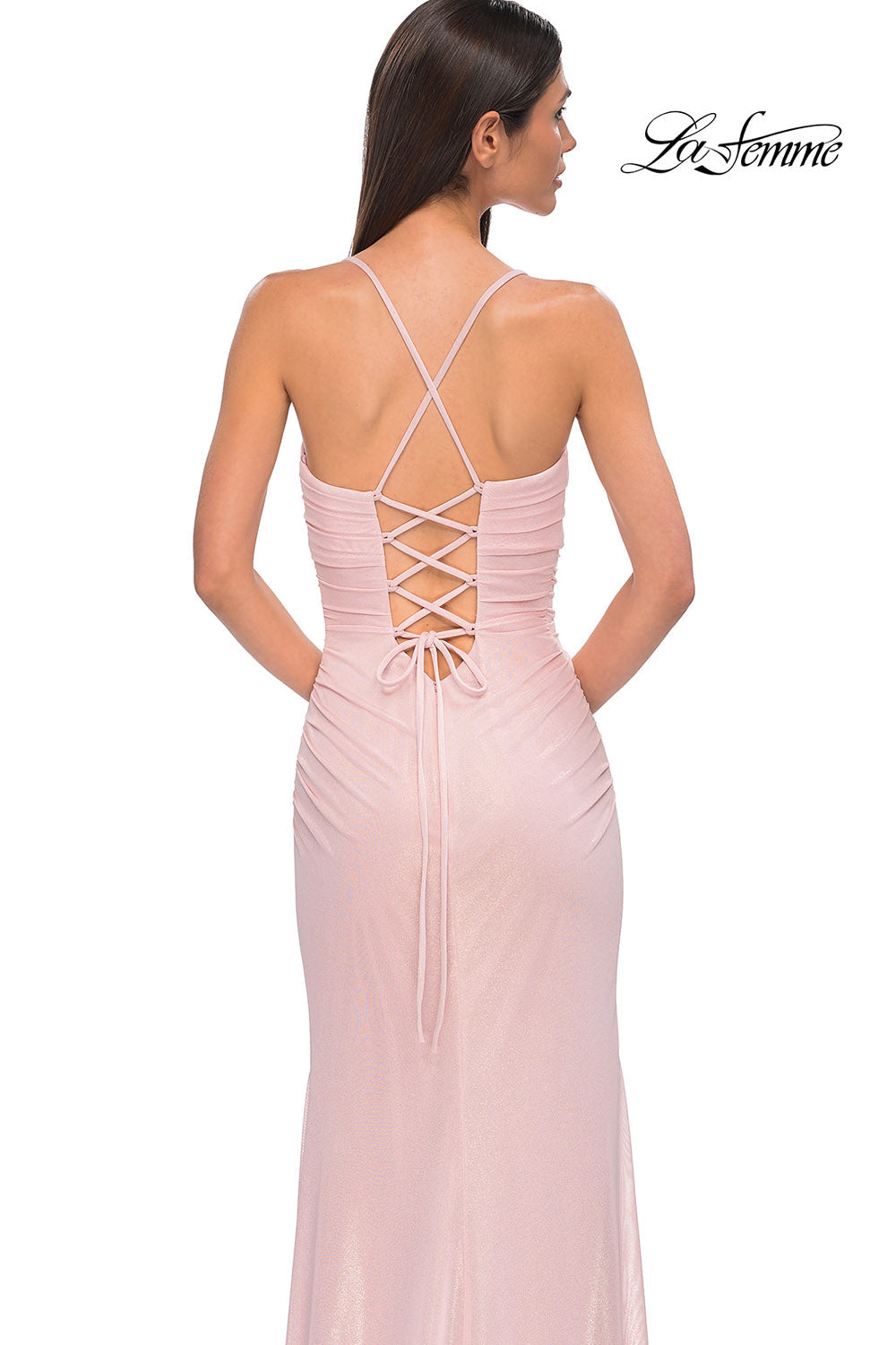 La Femme 32964 prom dress images.  La Femme 32964 is available in these colors: Blush, Light Periwinkle.