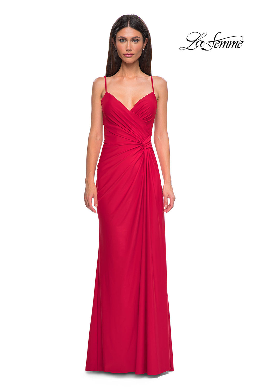 La Femme 32977 prom dress images.  La Femme 32977 is available in these colors: Black, Marine Blue, Red.