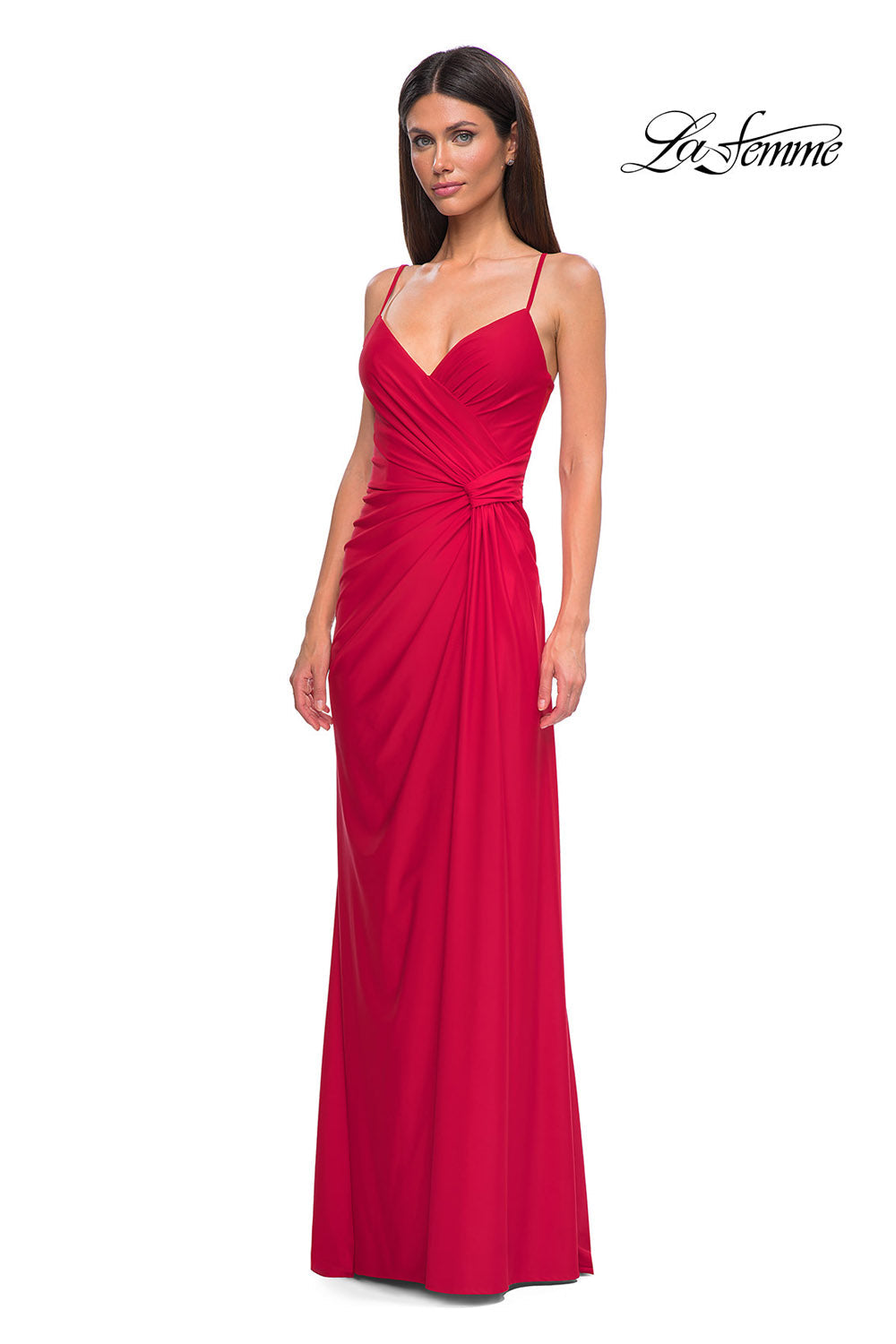 La Femme 32977 prom dress images.  La Femme 32977 is available in these colors: Black, Marine Blue, Red.